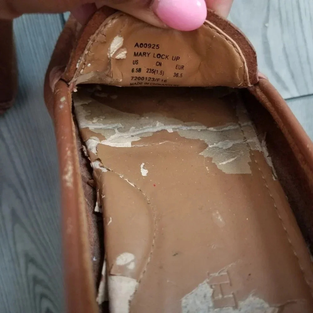 Coach Womens Mary Lock Up Driver Leather Loafer Shoes Size 6.5 Tan Slip On - Picture 9 of 10